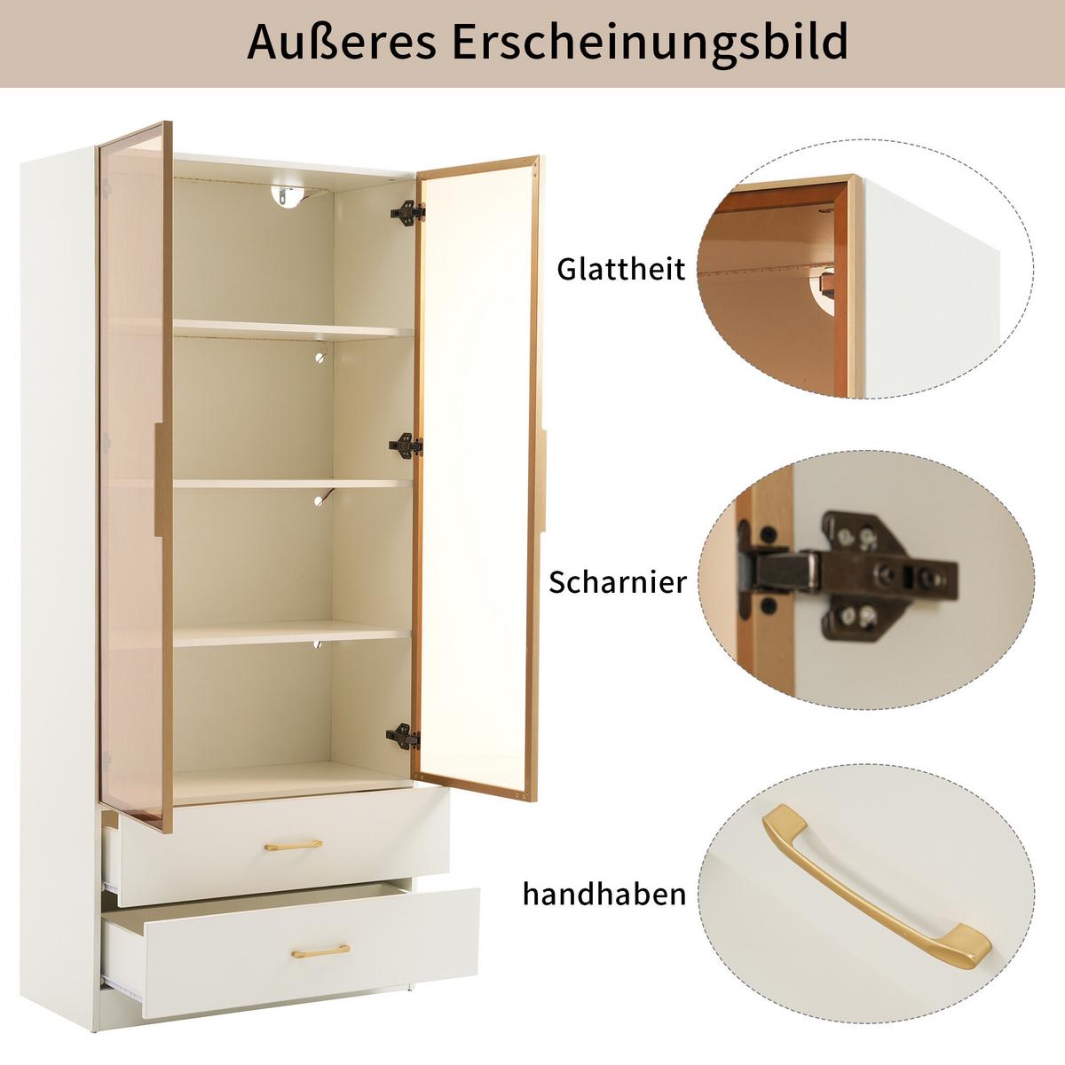 VITRINENSCHRANK in Weiß 74/34.5/170 cm - Weiß, Glas/Holzwerkstoff (34/170/70cm) - Urban Meuble