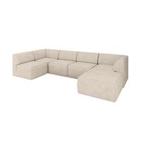 WOHNLANDSCHAFT Ottomane Rechts MOVO-L 345x180x78 cm Beige Velours - Mokka, Holzwerkstoff/Kunststoff (180/78/345cm) - ALTDECOR