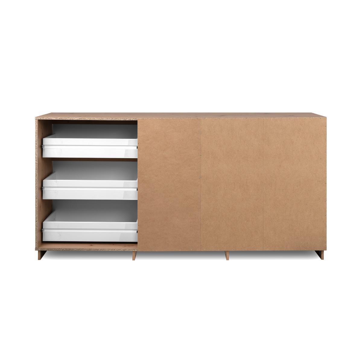 SIDEBOARD mit 3 Türen und 3 Schubladen Hochglanz Weiß und Artisan-Eiche 178/40/88 cm - Weiß Hochglanz, Holzwerkstoff (40/88/41.5cm) - Calicosy