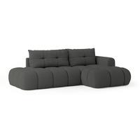 ECKSOFA FLUMA R-S Grau Boucle-Stoff mit Schlaffunktion - Grau, Holz (279/158cm) - MASSENO