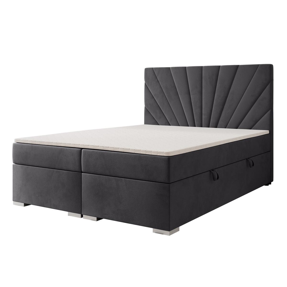 BOXBETT 160x200 cm mit Topper - Anthrazit, Holzwerkstoff/Textil (120/200cm) - Idohome