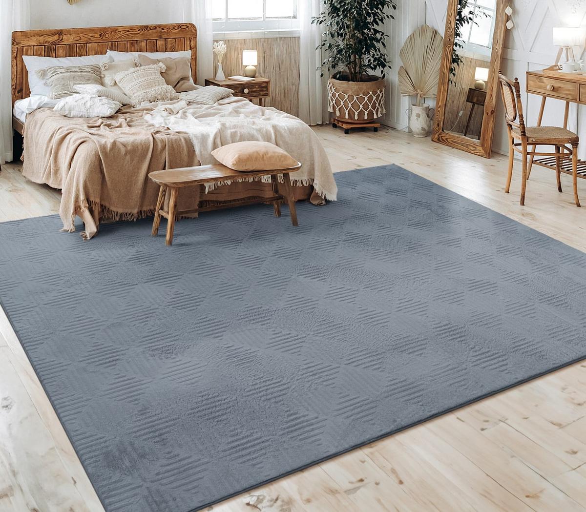 KURZFLORTEPPICH, einfarbig, Florhöhe 10 mm, Anthrazit, 60 x 100 cm - Anthrazit, Textil (100/60cm) - KADIMA DESIGN