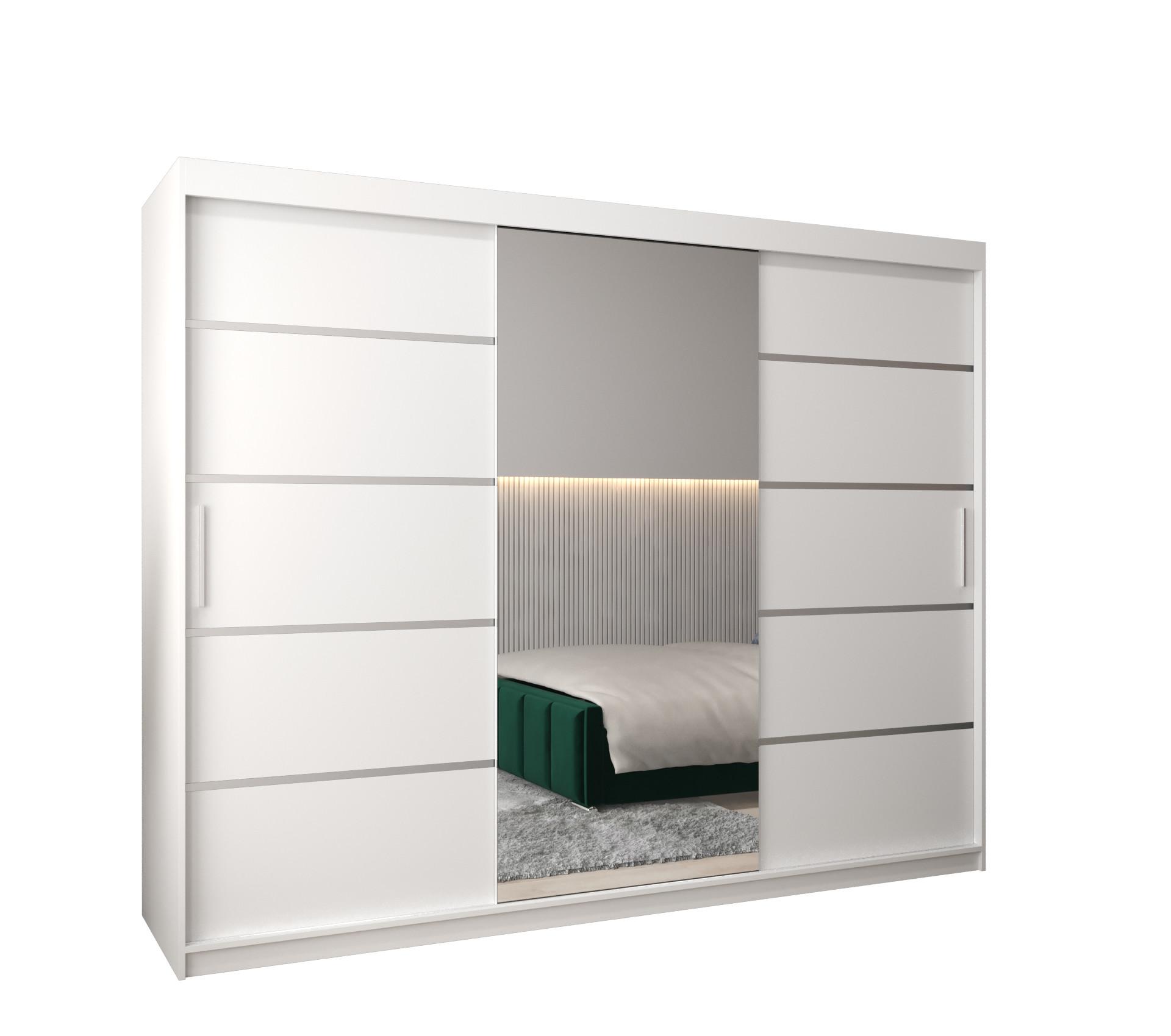 SCHWEBETÜRENSCHRANK 200/250/62 3-türig - Silberfarben/Weiß, Holz/Kunststoff (250/200/62cm) - MÖBEL KRYSPOL