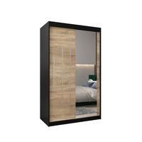 SCHWEBETÜRENSCHRANK 200/120/62 2-türig - Silberfarben/Schwarz, Holz/Kunststoff (120/200/62cm) - Abiks Möbel