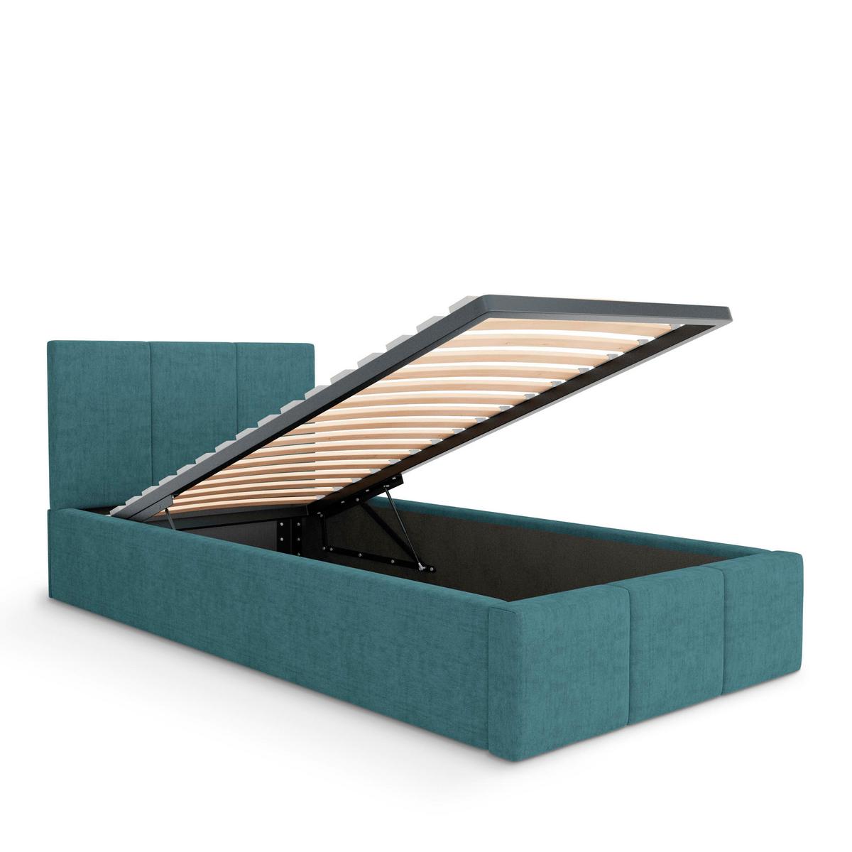 POLSTERBETT für Schlafzimmer Bett mit Stauraum Meerfarbe 90x200 - Blau, Holzwerkstoff/Metall (90/200cm) - Muralo