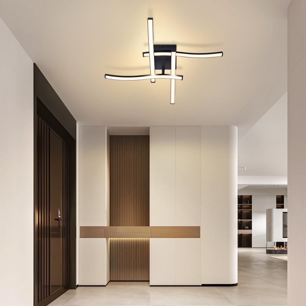 LED DECKENLEUCHTE Solon 50.5/50.5/9.5 cm - Schwarz, Kunststoff (50.5/50.5/9.5cm) - ZMH