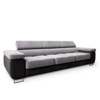 SCHLAFSOFA MOSINE Hellgrau Velours-Stoff mit Schlaffunktion - Hellgrau/Schwarz, Holz (276/98/87cm) - MASSENO