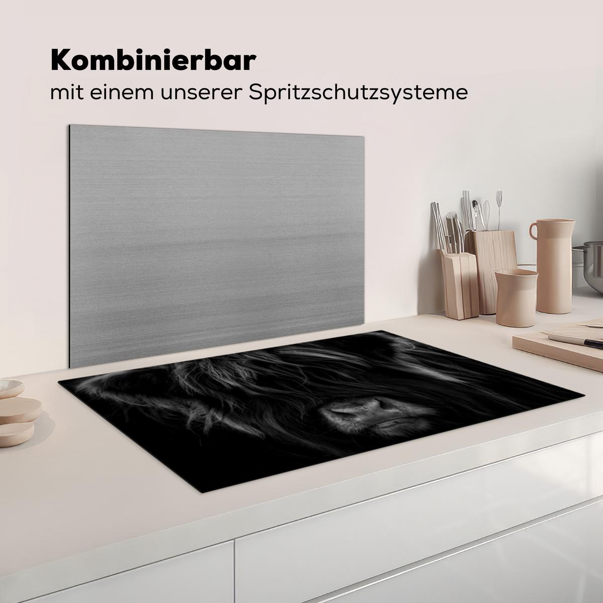 HERDABDECKPLATTE Schottischer Highlander - Kuh - Schwarz - Weiß - Tiere Induktionsmatte 83x51 cm - Schwarz, Kunststoff (83/51.5/0.2cm) - MuchoWow