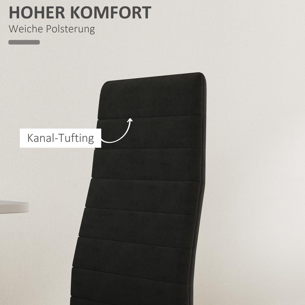 ESSSTUHL 4er Set Polyester Metall Schwarz - Schwarz, Textil/Metall (41/97/54cm) - HOMCOM