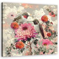 WANDBILD tiere vögel blumen - Multicolor, Textil (30/30cm) - Feeby