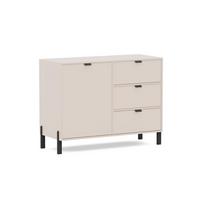 KOMMODE Cortina mit 1 Tür und 3 Schubladen, Sandbeige - Sandfarben/Schwarz, Holzwerkstoff (109/85/45cm) - Beautysofa
