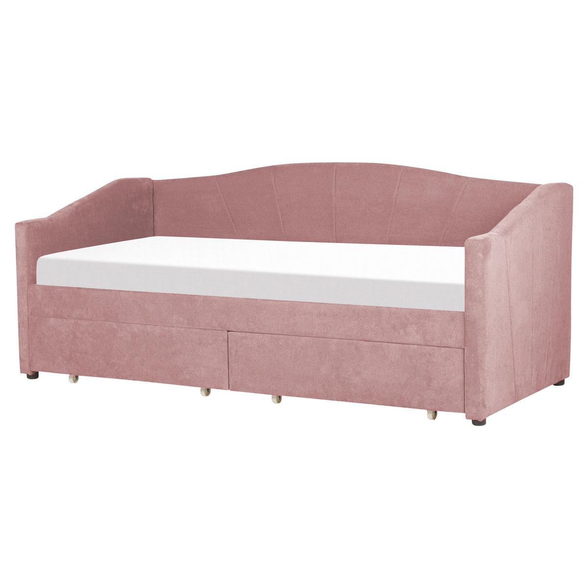 TAGESBETT mit Stauraum 90x200 cm Rosa Vittel - Pink, Textil (90/200cm) - Beliani