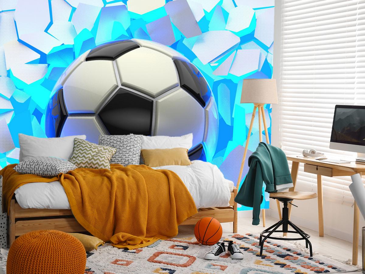 FOTOTAPETE Fußball Abstraktion 3D Effekt 300x210 - Schwarz/Weiß, Papier (300/210cm) - Muralo