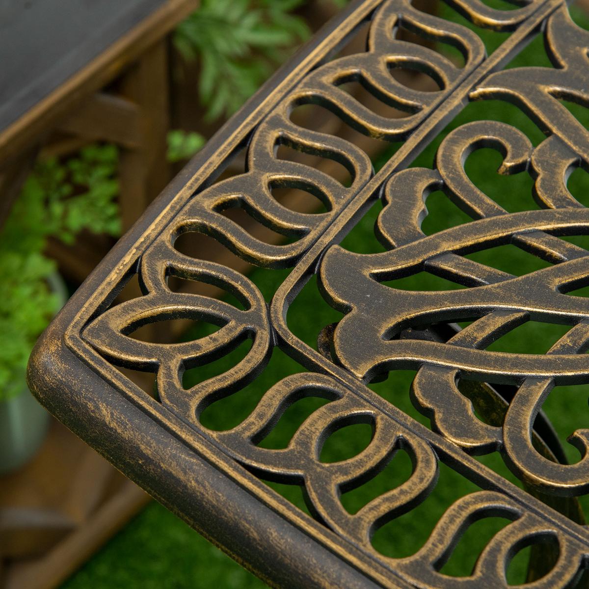 GARTEN BEISTELLTISCH, Bronze, Aluminium - Bronzefarben, Metall (54/54/52.5cm) - Outsunny