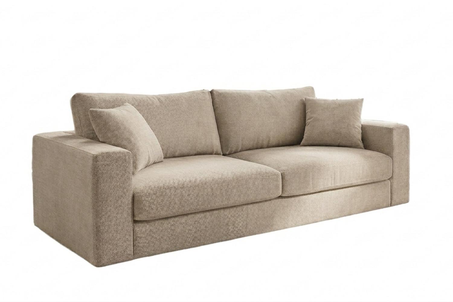 SOFA AMINA Cremeweiß Flachgewebe - Creme/Schwarz, Buchenholz/Textil (228/82/101cm) - KAWOLA