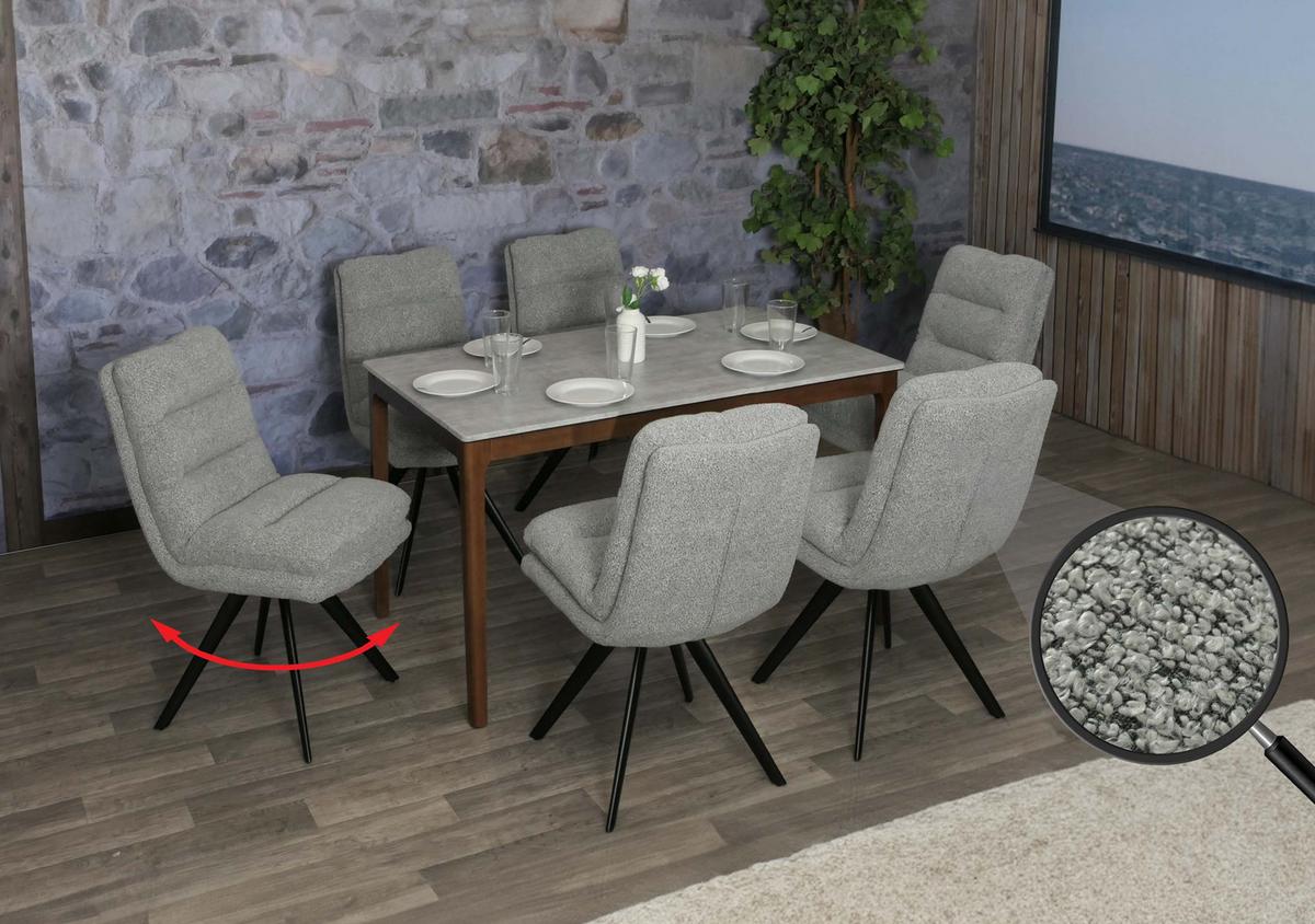 ESSZIMMERSTUHL Grau 6er-Set - Hellgrau/Grau, Textil (48/92/68cm) - MCW