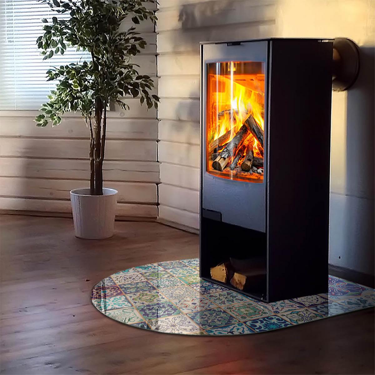 GLASPLATTE für Kamin 100x100 cm - Blau, Glas (100/100/0.4cm) - TULUP
