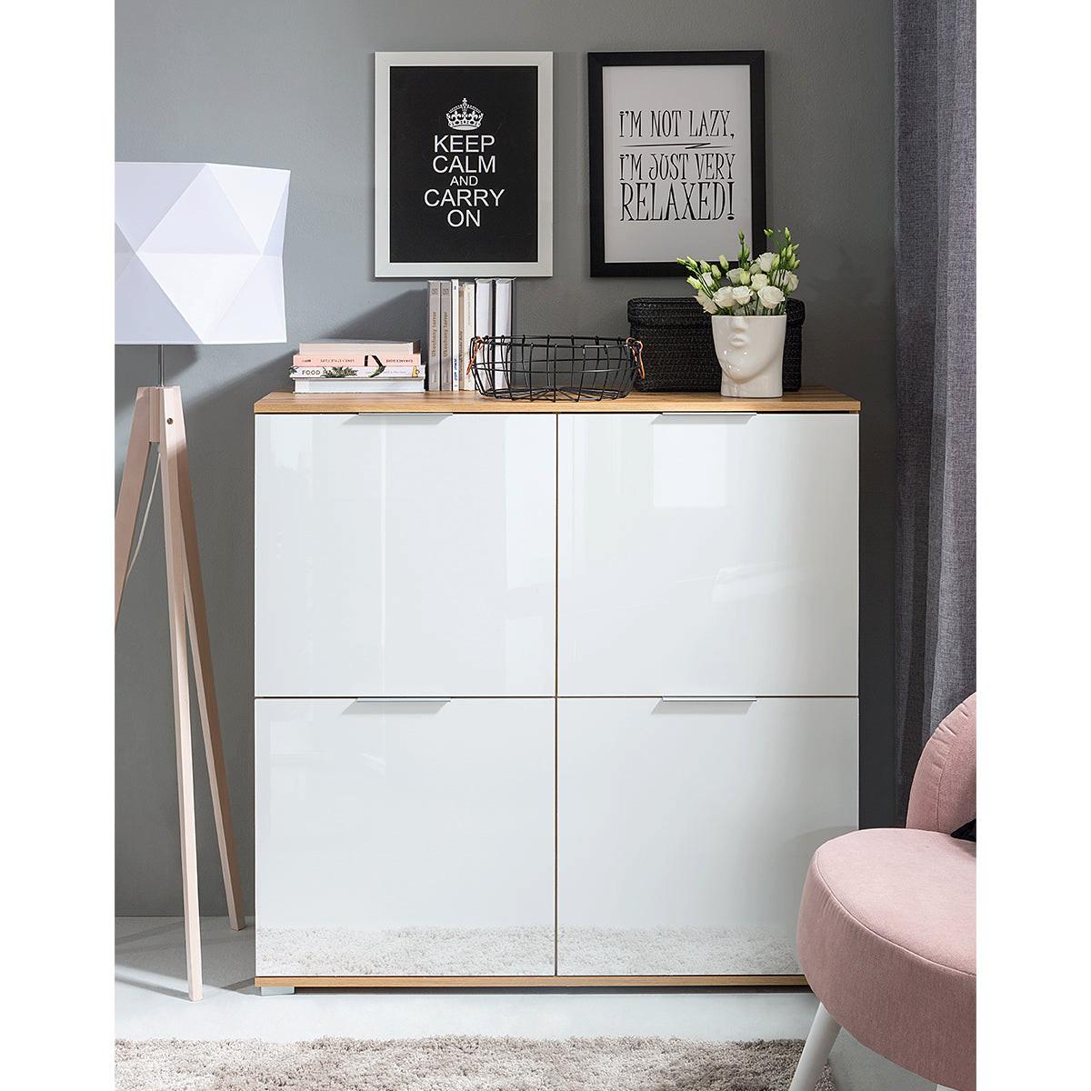 SIDEBOARD Selma Weiß und Holz - Weiß, Holzwerkstoff (104/106/41cm) - Petits-meubles