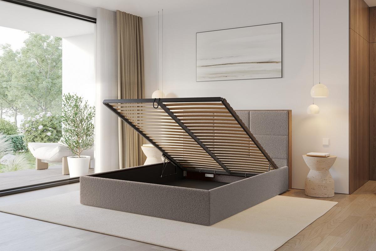 POLSTERBETT mit Bettkasten und Lattenrost, Boxbett ohne Matratze - LILA 140x200 Braun - Braun, Holzwerkstoff/Textil (140/200cm) - ALTDECOR