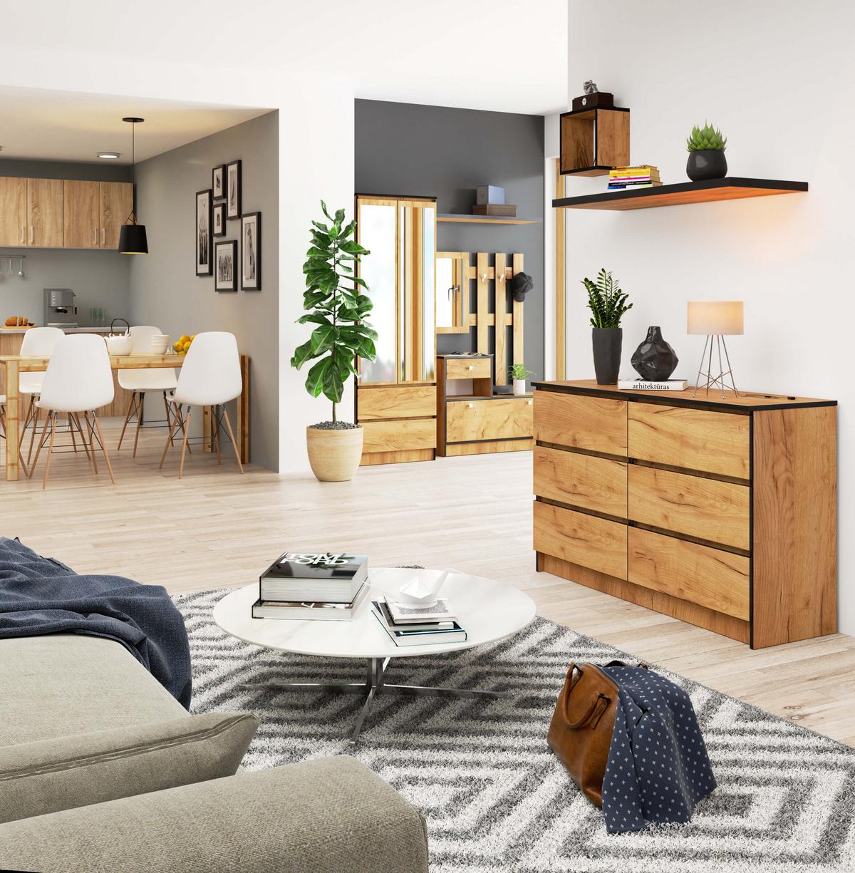 KOMMODE Eiche Craft 77/120/40 - Eiche San Remo, Holzwerkstoff (120/77/40cm) - RAUMHIRSCH FURNITURE