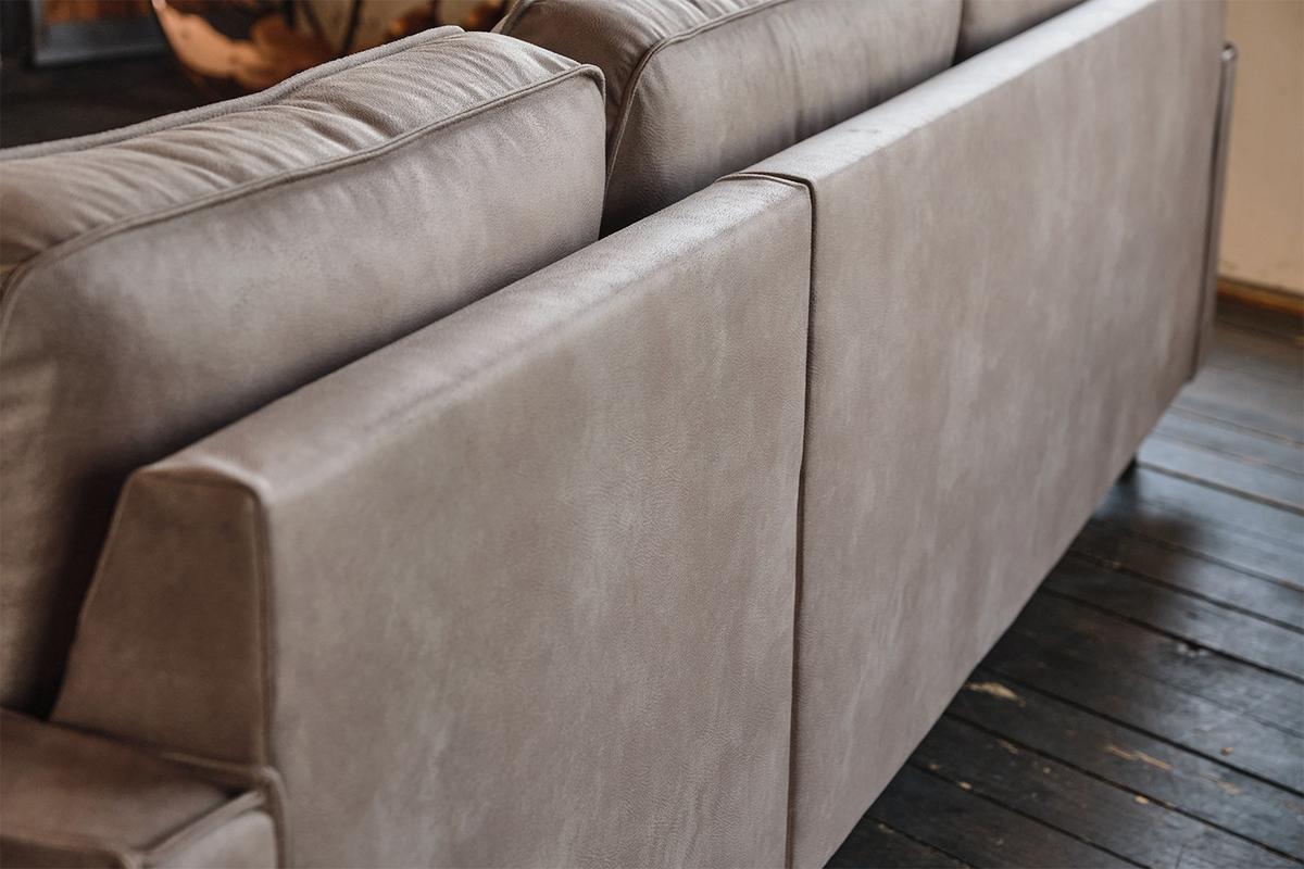 ECKSOFA VILNIUS Anthrazit Lederfaserstoff - Anthrazit/Schwarz, Leder/Metall (286/170cm) - KAWOLA