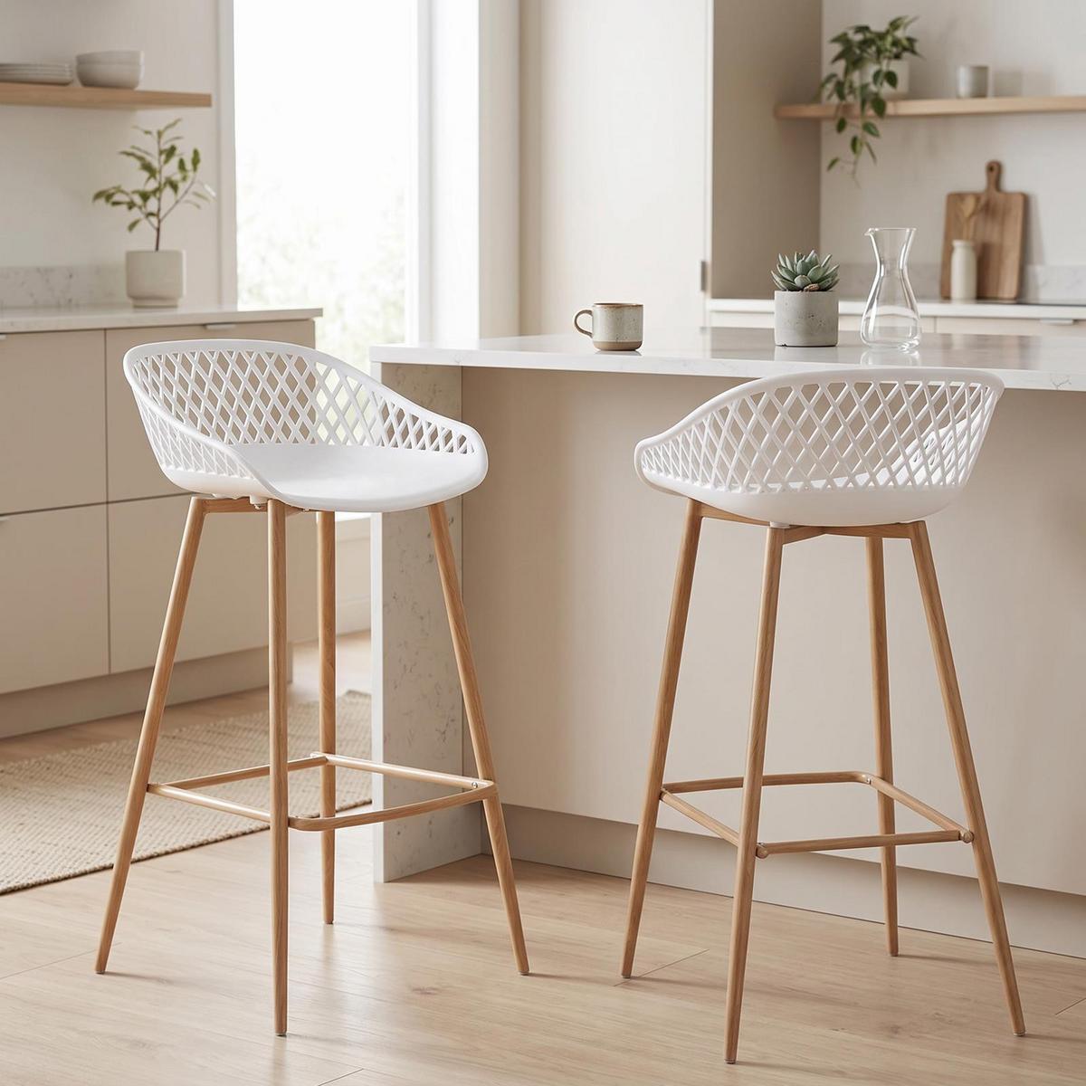 BARHOCKER IREK 2er-Set weiß - Weiß, Textil (47/99/49cm) - IDIMEX