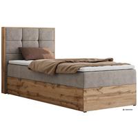 BOXBETT ALBERO 1 90/200 - Greige Stukture - Topper T25 - H4 - Links - Greige/Schwarz, Kunststoff/Textil (90/200cm) - MKS