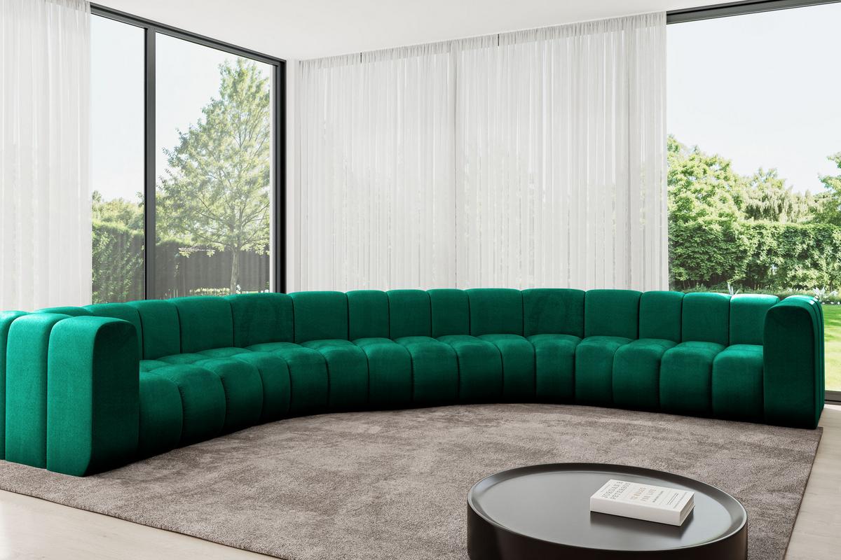 WOHNLANDSCHAFT modulares Sofa Lazro-U1 - 373x373x70 cm Grün - Dunkelgrün, Holzwerkstoff/Textil (373/70/373cm) - ALTDECOR