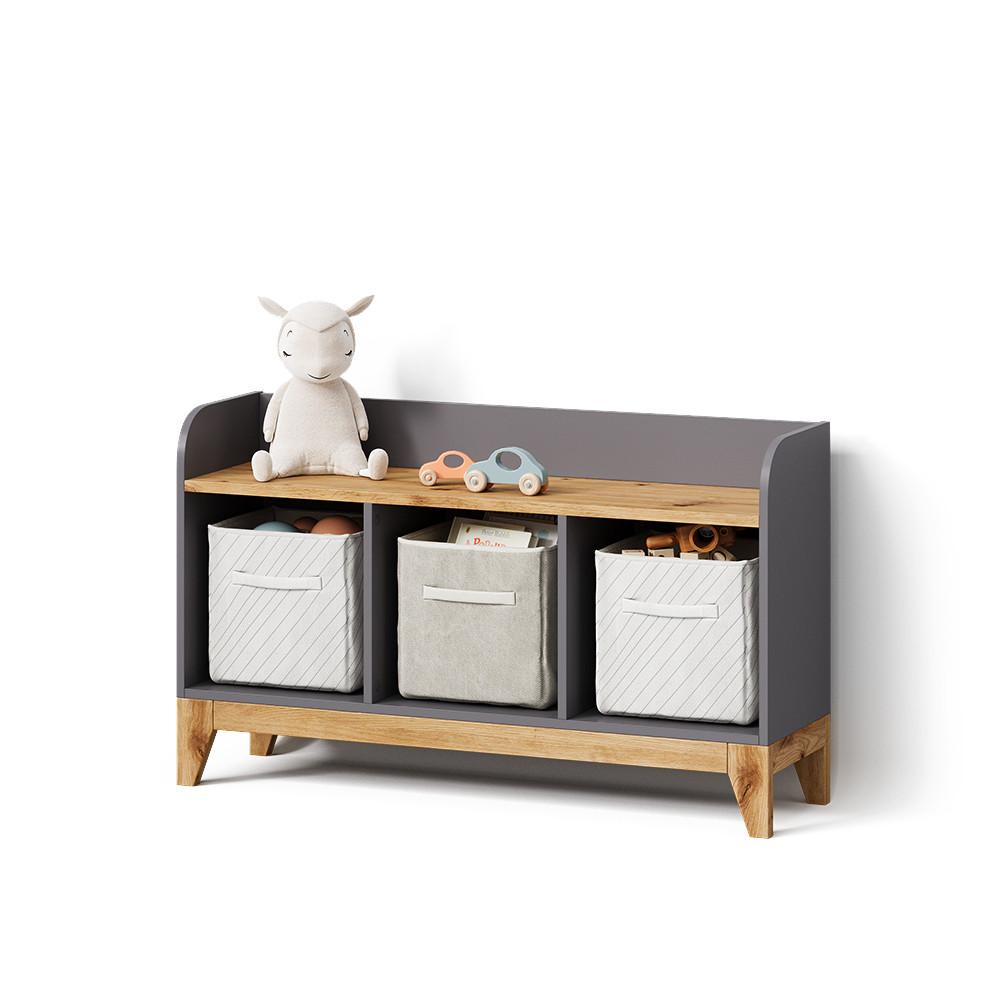 KINDERSITZBANK Mailo Grau/Artisan 107.2 x 63.8 cm XL mit 3 Schubladen - Eiche Artisan/Grau, Holzwerkstoff (107.2/63.8/30.6cm) - Livinity®
