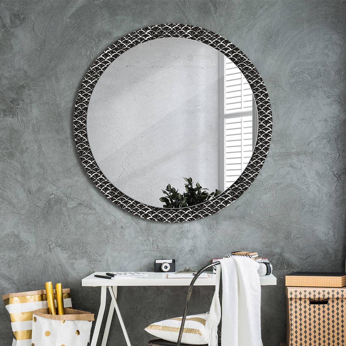 SPIEGEL Rund Ø 100 cm mit Aufdruck - Schwarz, Glas (100/100/0.4cm) - Wallfluent