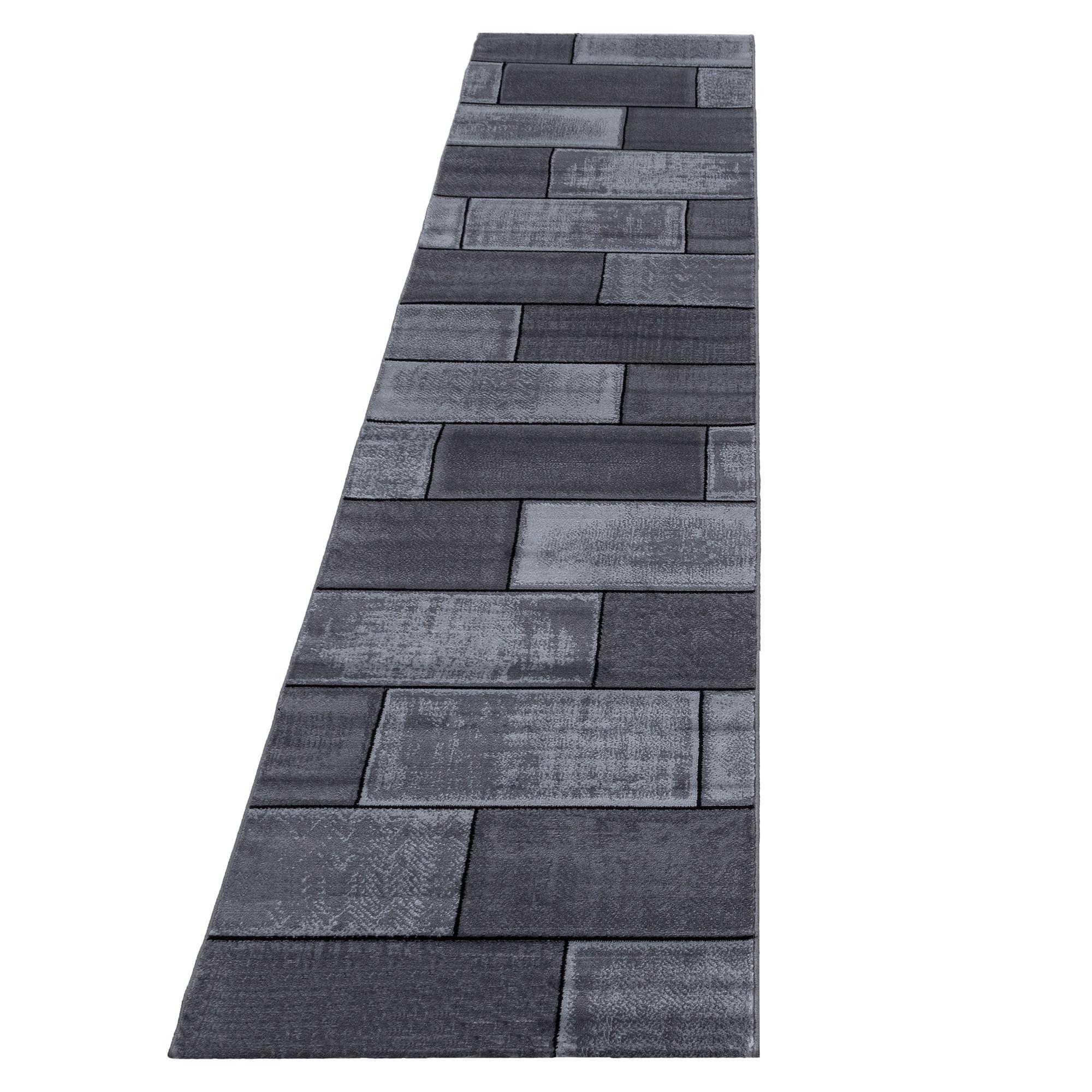 KURZFLORTEPPICH INN, in Steinoptik, Schwarz, 80 x 300 cm - Schwarz, Textil (80/300cm) - KADIMA DESIGN