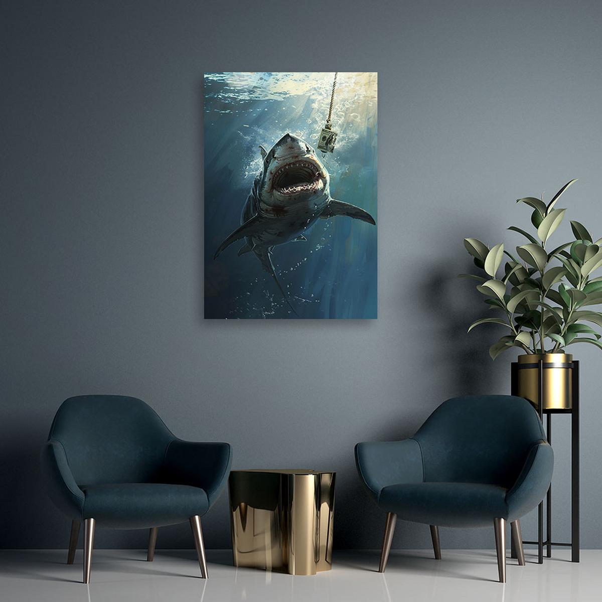 LEINWANDBILD Hai-Dollars 70x100cm - Blau, Textil (70/100cm) - Feeby