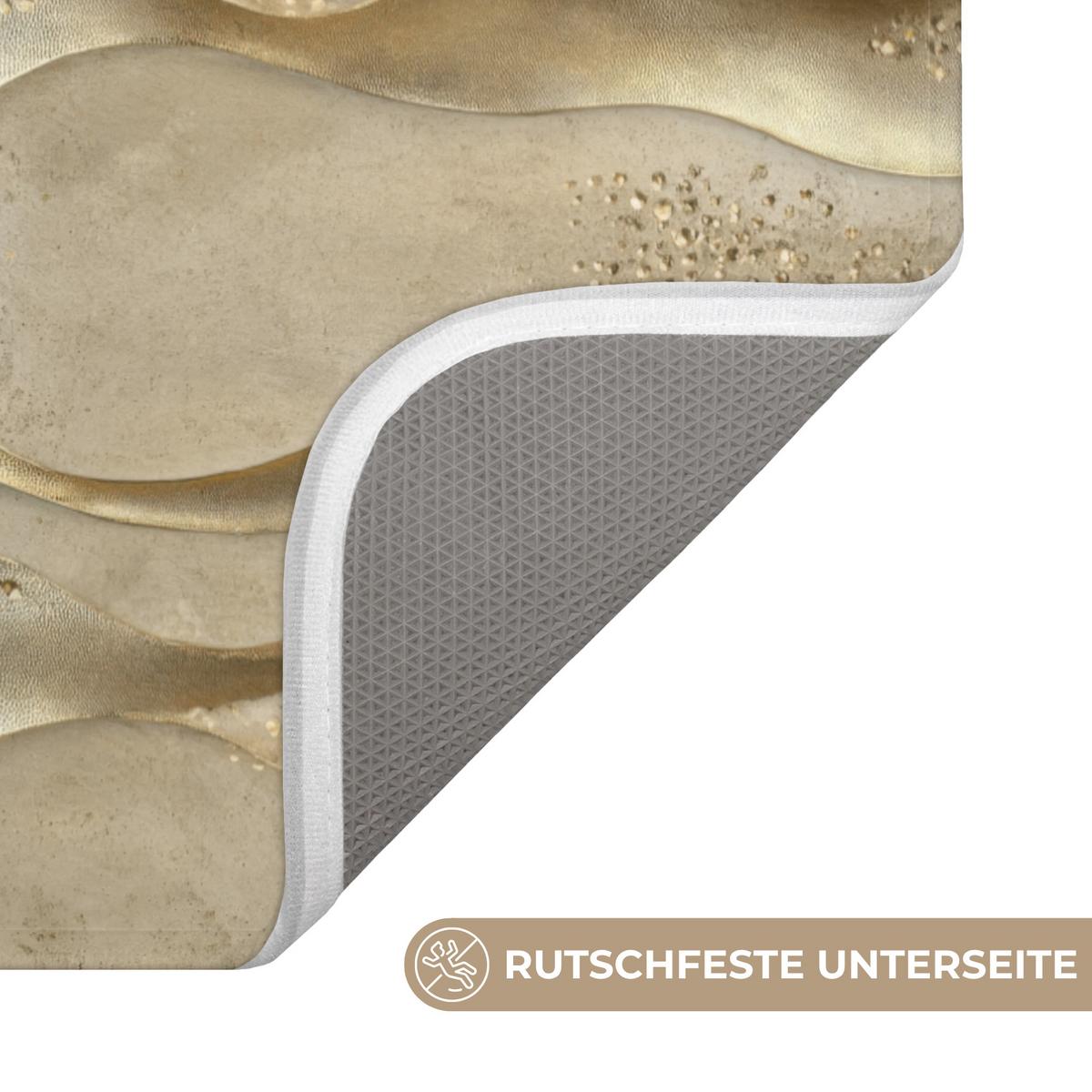 WC-VORLEGER Wellen - Muster - Gold WC Teppich 50x80 cm - Messingfarben, Textil (50/1cm) - OnlyWow