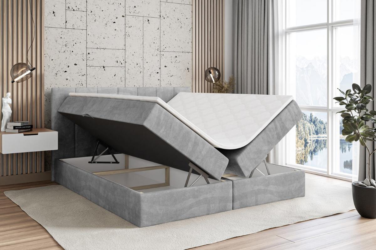 BOXBETT mit Matratze H3 und Lattenrost - MOETI - 140x200 cm Hellgrau - Hellgrau, Holzwerkstoff (140/200cm) - ALTDECOR