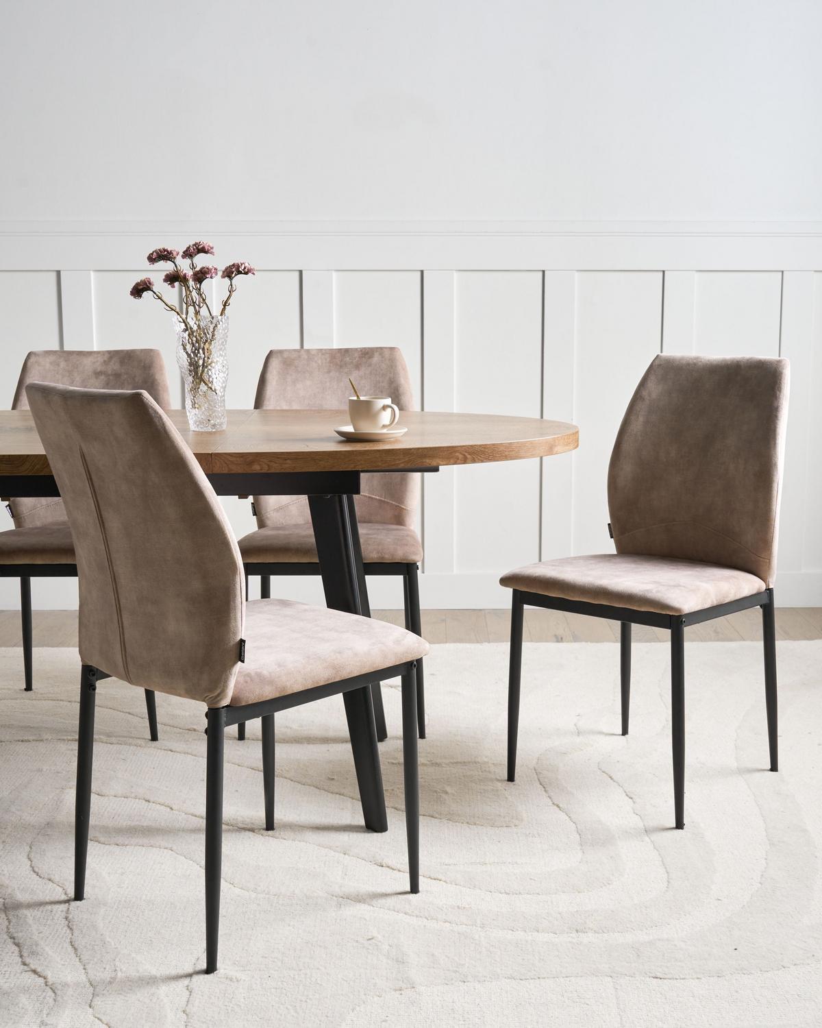 ESSZIMMERSTUHL 4er-Set Stoff Taupe Rocheport - Taupe, Textil (46/89/44cm) - Beliani
