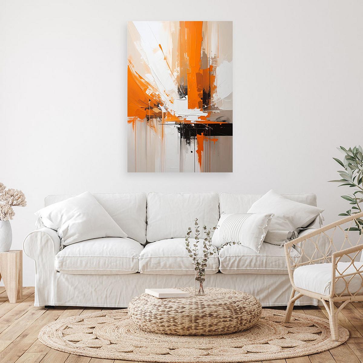 BILD auf Leinwand, Beige orange Abstraktion - Orange, Textil (40/60cm) - Feeby