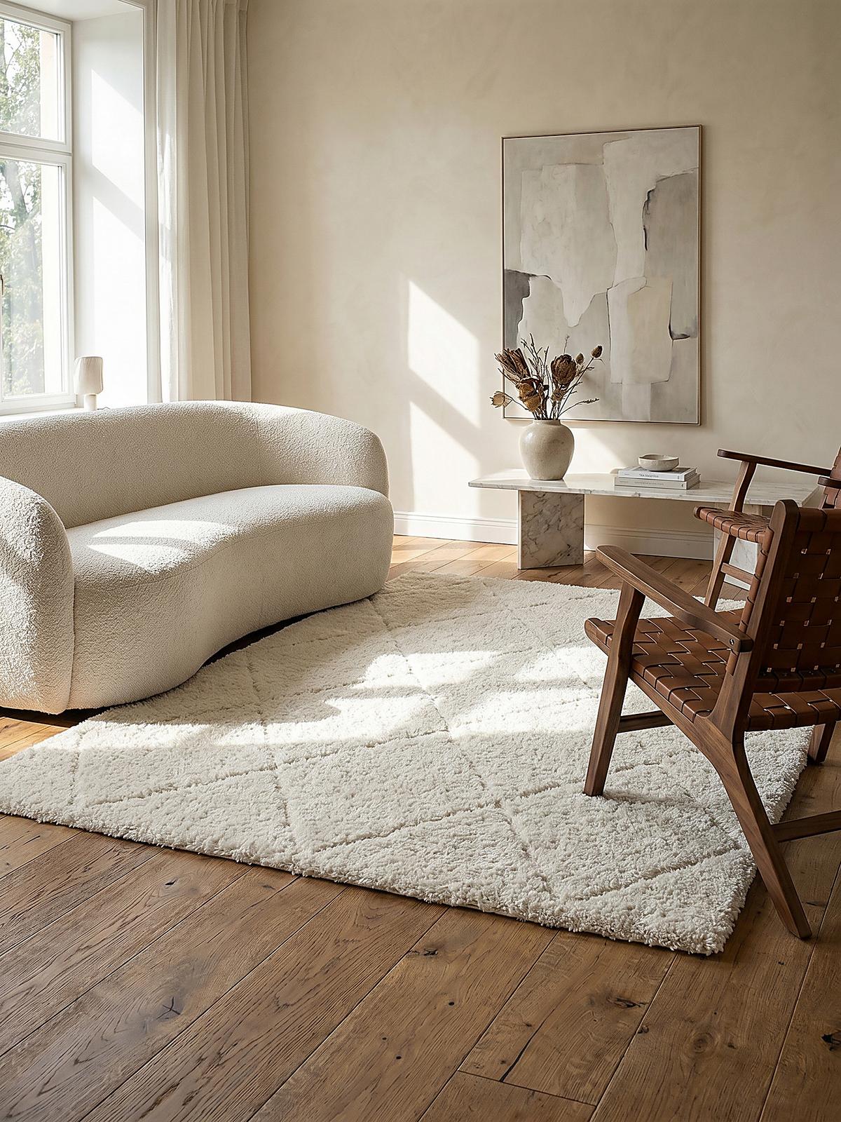 RUNDTEPPICH Berber ATRIO Polypropylen Creme 160 x 160 cm - Beige, Textil (160/160cm) - KADIMA DESIGN
