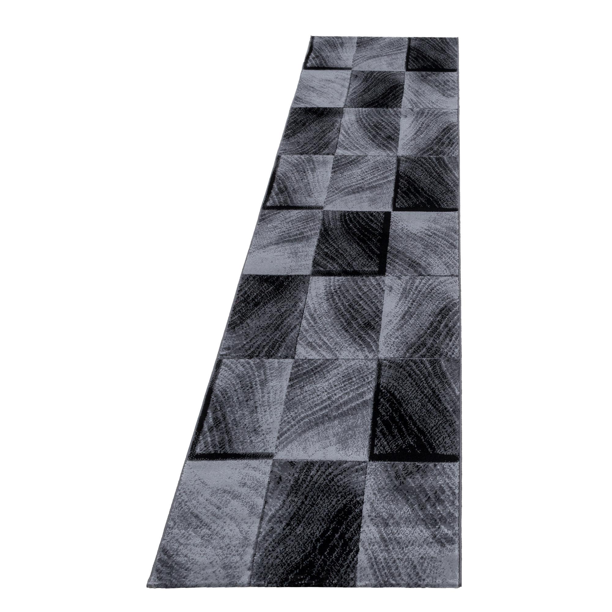 TEPPICH Kurzflor INN in Schwarz, kariert, 80 x 300 cm - Schwarz, Textil (80/300cm) - KADIMA DESIGN