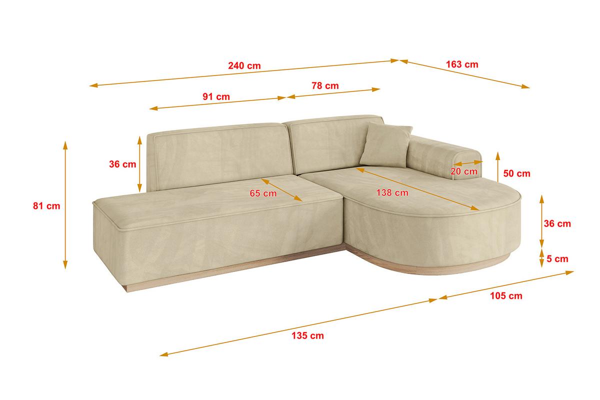 ECKSOFA Ottomane Rechts ARRIO-L1 - 243x171x83 cm Beige - Beige, Holzwerkstoff/Textil (243/171cm) - ALTDECOR