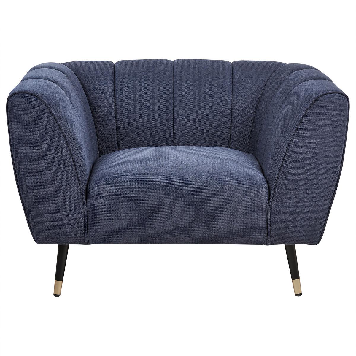SESSEL Dunkelblau Orsta - Goldfarben/Schwarz, Textil (112/73/85cm) - Beliani