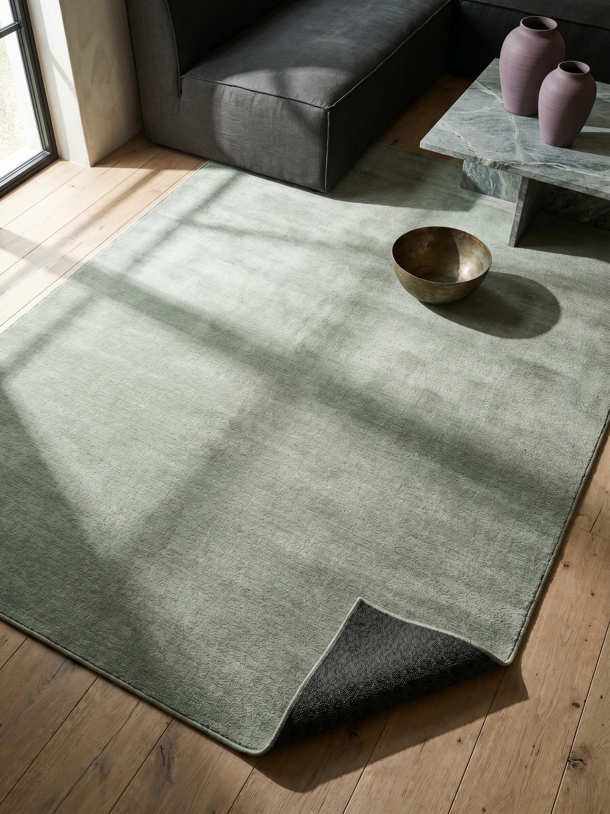 KURZFLORTEPPICH Antirutsch Uni RUTOR Polyester Grün 160 x 220 cm - Grün, Textil (160/220cm) - KADIMA DESIGN