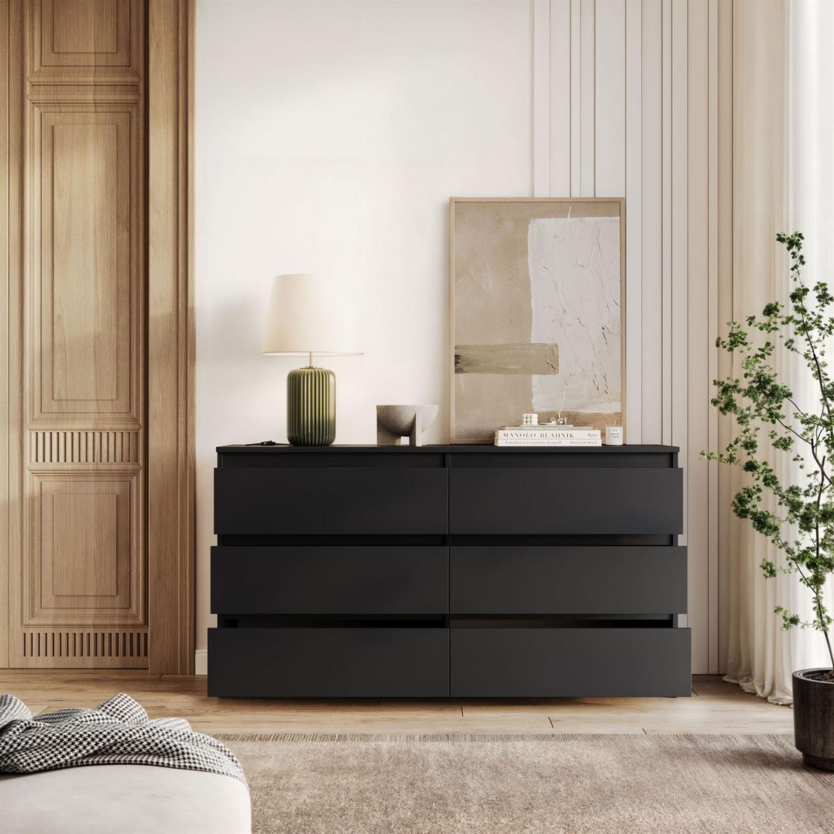 SIDEBOARD HANA M6 Schwarz 140cm - Schwarz, Holzwerkstoff (140/74.4/40cm) - Lookway
