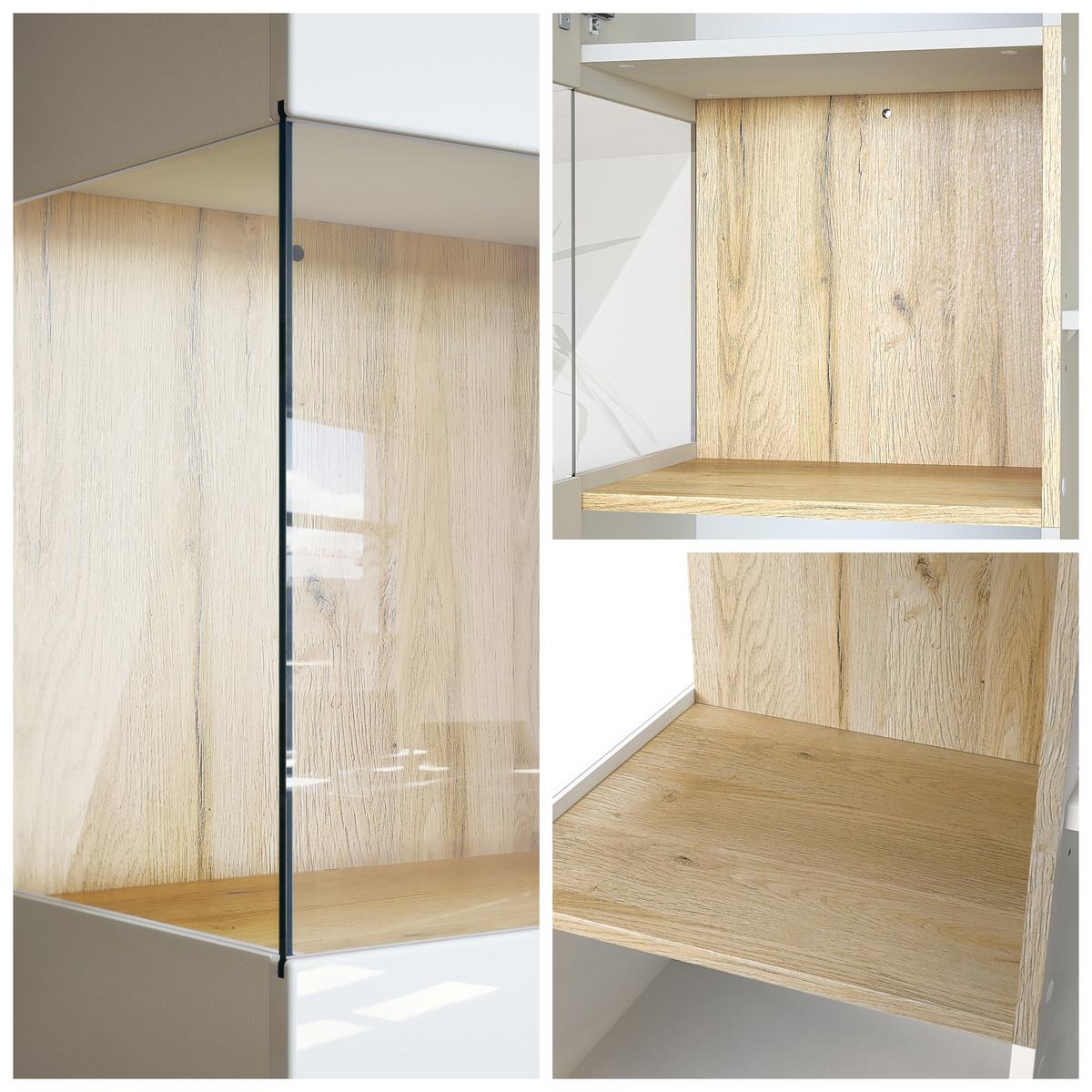 VITRINE Morena Tür und Einsatz in Eiche Nordic - Silbereichenfarben, Holzwerkstoff (91.5/136.5/37cm) - Vladon