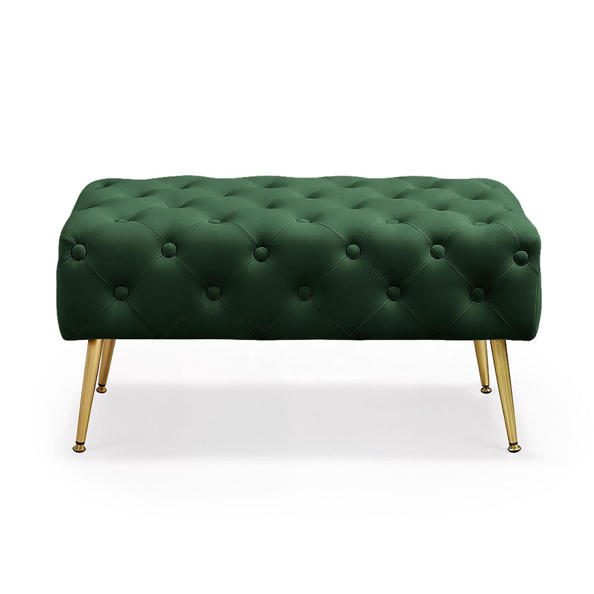POLSTERBANK mit Samt - Optik Grün 42/41/42 - Grün, Textil (80/41/42cm) - RAUMHIRSCH FURNITURE
