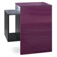 NACHTTISCH Queens Front in Brombeer Hochglanz - Brombeere, Holzwerkstoff (60/63/36cm) - Vladon