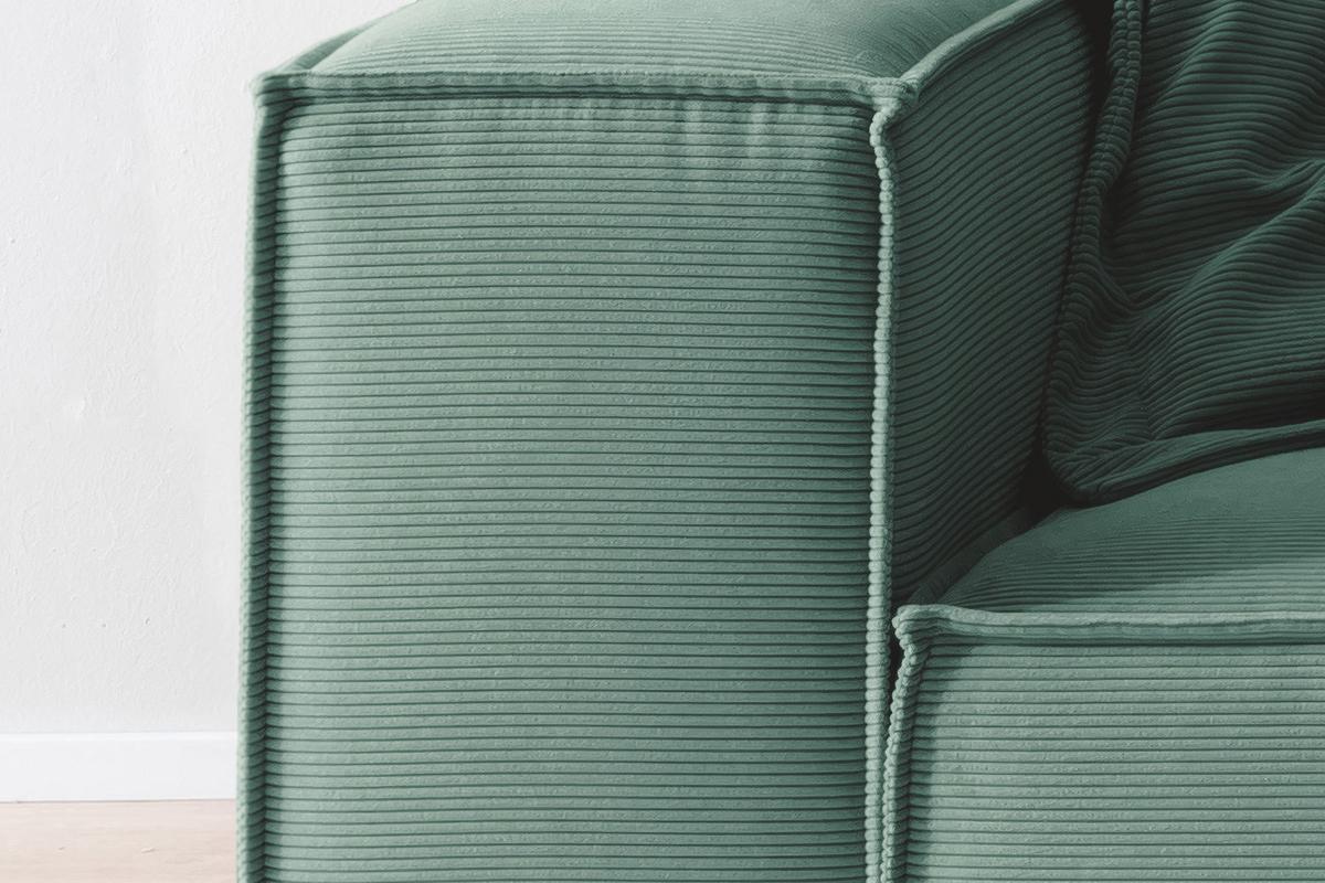 SOFA CARMO Smaragdgrün Cord - Smaragdgrün/Schwarz, Kunststoff/Textil (306/68/118cm) - KAWOLA