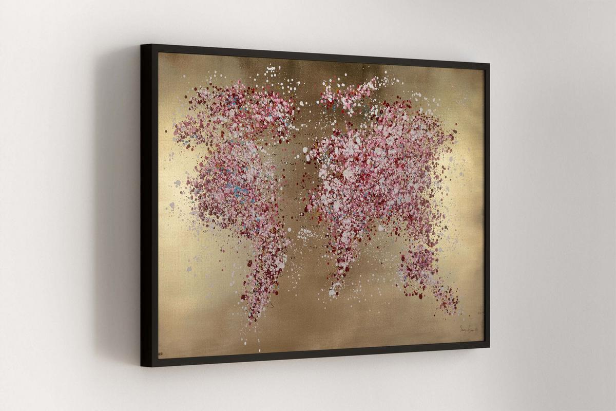 ÖLGEMÄLDE 120/80 cm - Pink/Goldfarben, Holz/Textil (120/80cm) - KUNSTLOFT