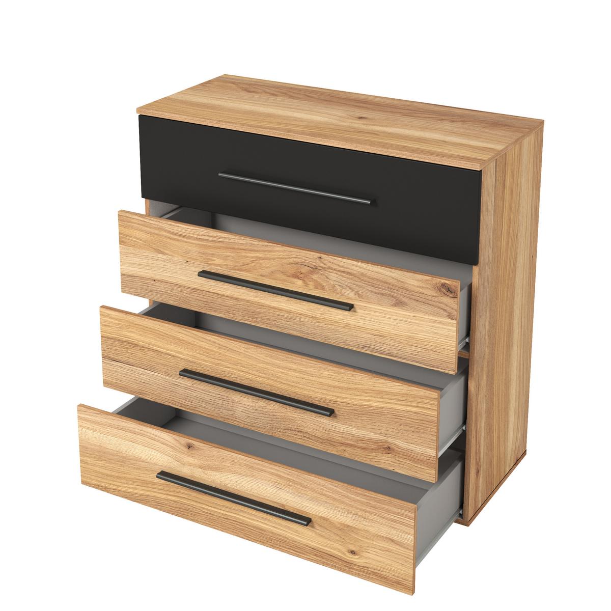 KOMMODE BETTINA 91/92/40 cm mit 4 Schubladen Eichefarben - Eichefarben, Holzwerkstoff (91/92/40cm) - MASSENO