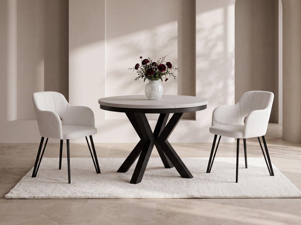 ESSTISCH Clara runder ausziehbarer, Kaschmir Grau Beige 100-180/100/76 cm - Kaschmir/Beige, Holzwerkstoff/Metall (100/180/76cm) - WFL GROUP