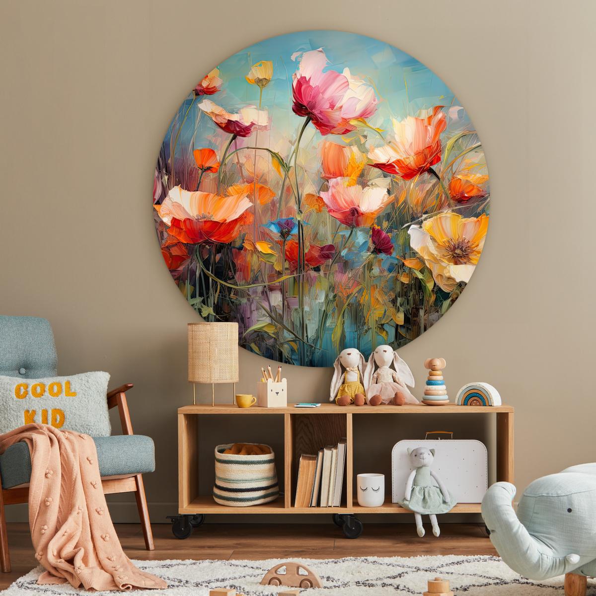 WANDBILD Blumen - Aquarell - Kunst - Botanisch - Natur Deko Groß 150x150 cm - Orange, Kunststoff (150/150cm) - MuchoWow